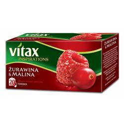 VITAX INSPIRATIONS, herbata owocowa, Żurawina & Malina, 20 torebek