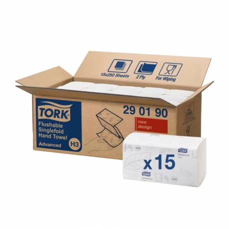 Ręcznik papierowy Tork Advanced składany ZZ, 2 -W, biały, 3750 szt./kart, 290190. 7322540569360