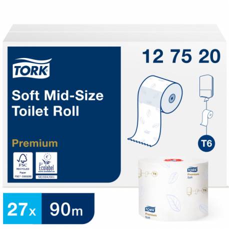Tork Mid-size miękki papier toaletowy, 2-warstwowy, 127520, 27 szt. 7322540475906