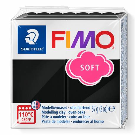 Kostka FIMO soft 57g, czarny, masa termoutwardzalna, Staedtler