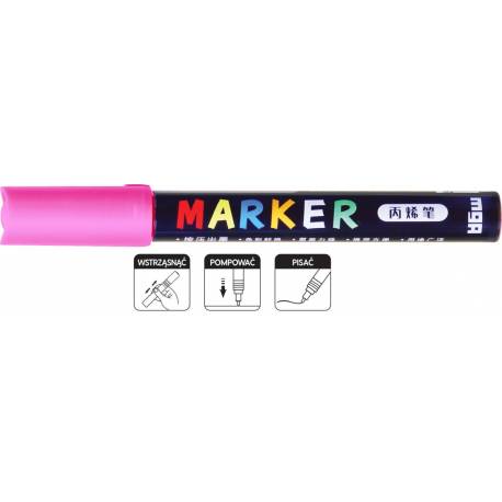 Marker akrylowy 1-2 mm, różowy, MG