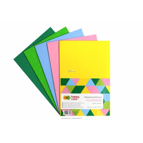 Arkusze piankowe FLOWER, A4, 5 ark, 5 kolorów, 2 rodzaje, Happy Color