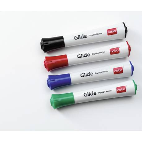 Markery suchościeralne, pisaki do tablicy Nobo Glide. 4 kolory 