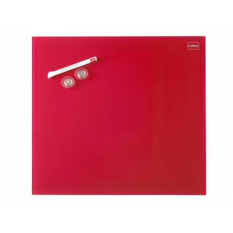 Szklana tablica magnetyczna, suchościeralna tablica Nobo Diamond 300 x 300 mm, czerwona