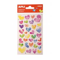 Naklejki APLI Hearts, z brokatem, mix kolorów