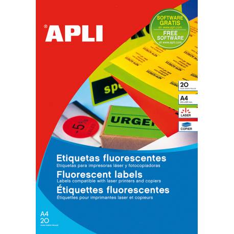 Etykiety samoprzylepne, fluorescencyjne APLI, 64x33, 9mm, zaokrąglone, pomarańczowe