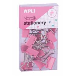 Klipy do dokumentów APLI Nordik, 19 mm, 15 szt, pudełko z zawieszką, mix kolorów pastel