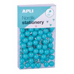 Pinezki APLI Nordik, 09x20 mm, 100 szt, pudełko z zawieszką, mix kolorów pastel