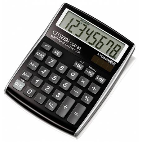 Kalkulator biurowy CITIZEN CDC80BK (BLACK) 8 pozycyjny, zasilanie na baterie