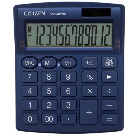 Kalkulator biurowy CITIZEN SDC-812NRNVE, 12-cyfrowy, 127x105mm, granatowy