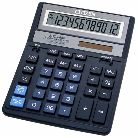 Kalkulator biurowy CITIZEN SDC-888XBL, 12 pozycyjny, podwójne zasilanie