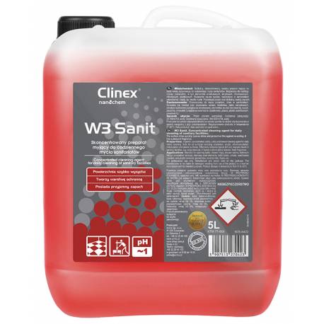 Płyn Clinex W3 Sanit 5L, do mycia sanitariatów i łazienek