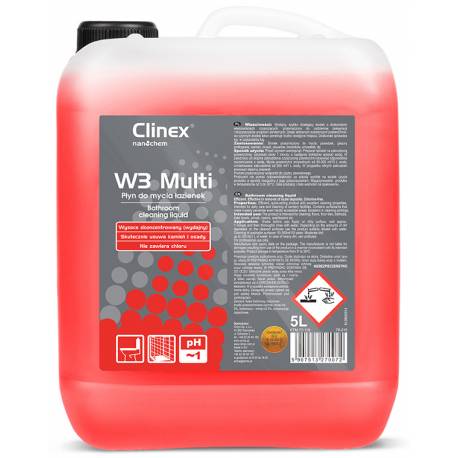 Płyn Clinex W3 Multi 5L 77-119, do mycia sanitariatów i łazienek, 