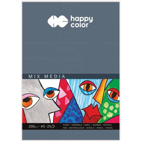 Blok MIX MEDIA, ART, A5, 25 ark, 200g, Happy Color