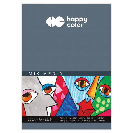 Blok MIX MEDIA, ART, A4, 25 ark, 200g, Happy Color