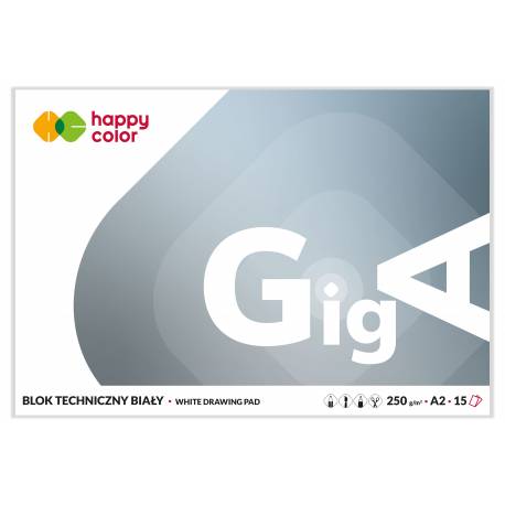 Blok techniczny GigA biały, A2, 15 ark, 250g, Happy Color