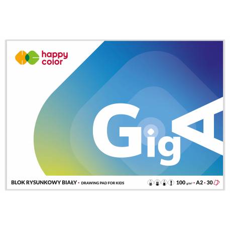 Blok rysunkowy GigA biały, A2, 30 ark, 100g, Happy Color