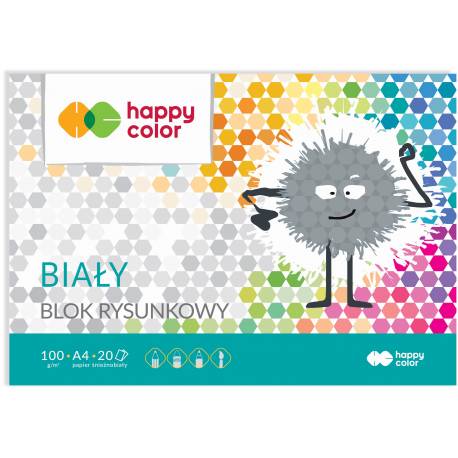 Blok rysunkowy biały A4, 100g, 20 ark, Happy Color