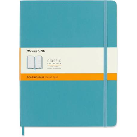 Notes MOLESKINE XL 9x25cm, w linie, miękki, reef blue, 192 str, niebieski