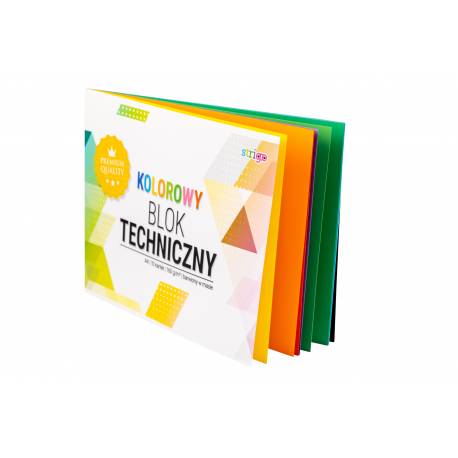 Blok techniczny A4 10 kartek papieru, 160g, blok kolorowy barwiony