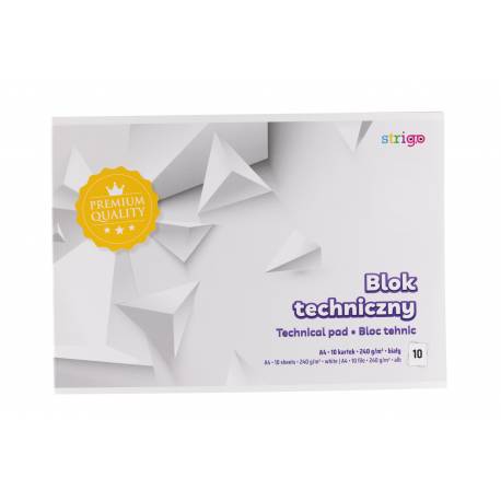 Blok techniczny A4 10 kartek papieru, 250g, blok biały Premium