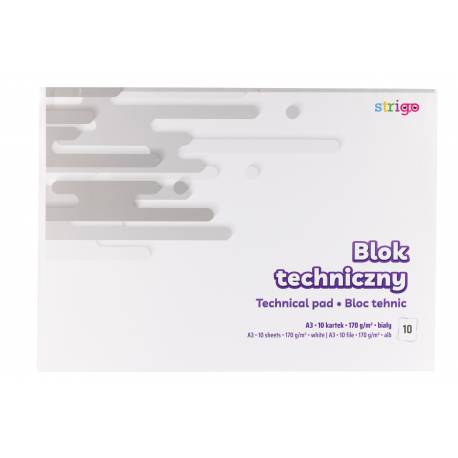 Blok techniczny A3 10 kartek papieru, 170g, blok biały