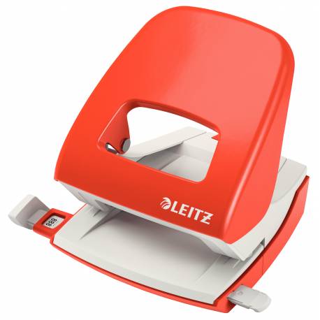 Dziurkacz Leitz 5008, duży dziurkacz biurowy do 30 kartek papieru, jasnoczerwony