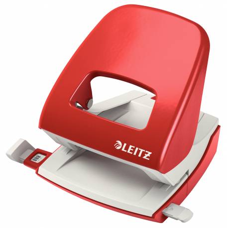 Dziurkacz Leitz 5008, duży dziurkacz biurowy do 30 kartek papieru, czerwony