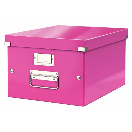 Pudło do przechowywania, pojemnik zamykany, kartonowe pudło Leitz C&S WOW średnie, różowy