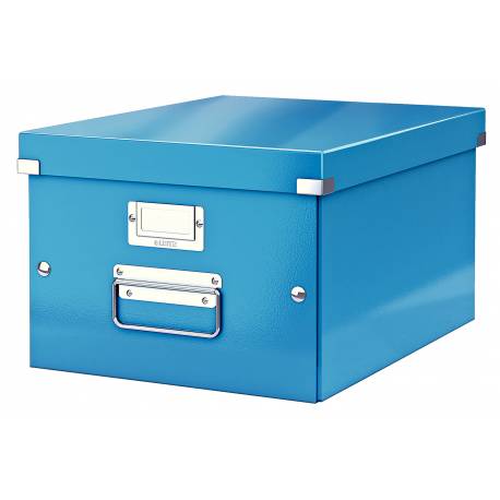 Pudło do przechowywania, pojemnik zamykany, kartonowe pudło Leitz C&S WOW średnie, niebieski