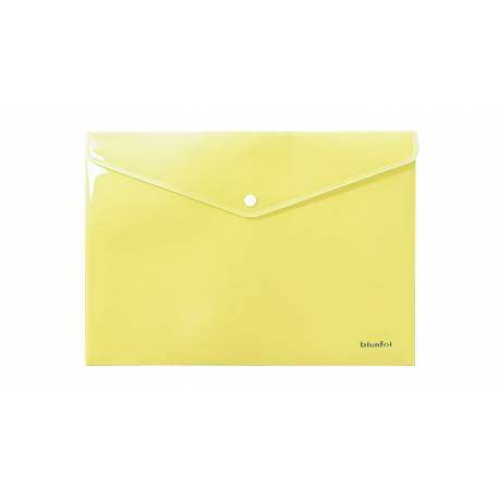 Teczka kopertowa A4, koperta plastikowa na zatrzask, pastel żółta, Biurfol