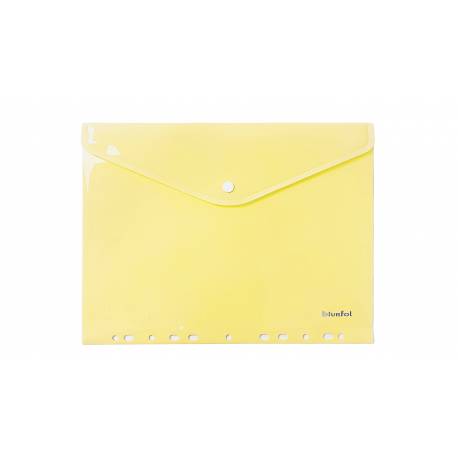 Teczka kopertowa A4, koperta plastikowa na zatrzask, zawieszana pastel żółta, Biurfol