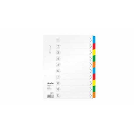 Przekładki do segregatora, przekładki kartonowe, Mylar A4 MAXI, 10 indeksów kolorowych