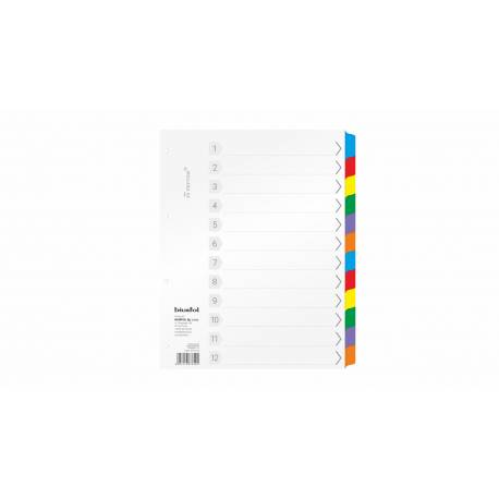 Przekładki do segregatora, przekładki kartonowe, Mylar A4 MAXI, 12 indeksów kolorowych