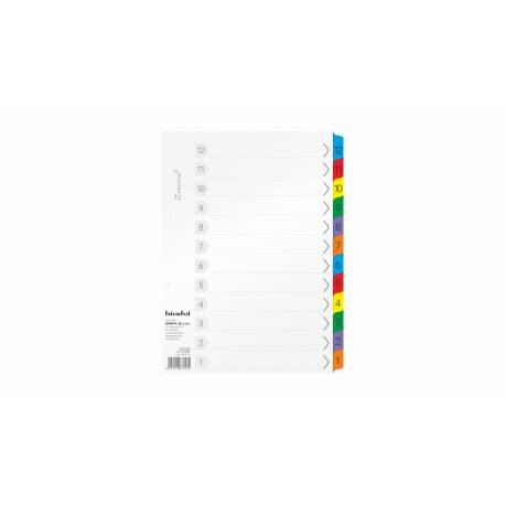 Przekładki kartonowe, do segregatora, Mylar A4 12-1 numeryczne kolorowe