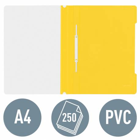 Skoroszyt plastikowy na dokumenty A4, Leitz sztywny skoroszyt z wąsami (25 szt) żółty