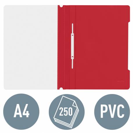 Skoroszyt plastikowy na dokumenty A4, Leitz sztywny skoroszyt z wąsami (25 szt) czerwony