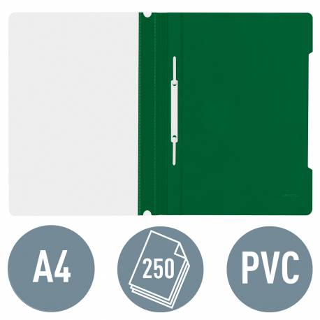 Skoroszyt plastikowy na dokumenty A4, Leitz sztywny skoroszyt z wąsami (25 szt) zielony