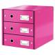 Pojemnik z szufladami, organizer na dokumenty na biurko z 3 szufladami Leitz C&S WOW, różowy