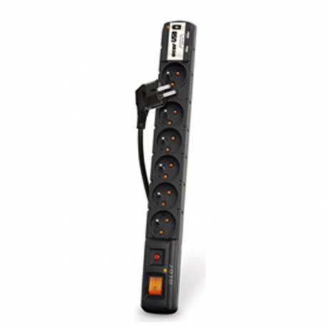 Acar USB listwa zasilająca przeciwprzepięciowa 6 gniazd+2x USB, 1,5m czarna