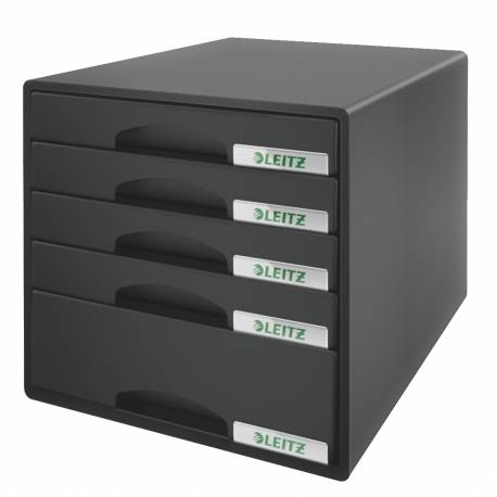 Pojemnik z szufladami, organizer na dokumenty na biurko z 5 szufladami Leitz PLUS, czarny