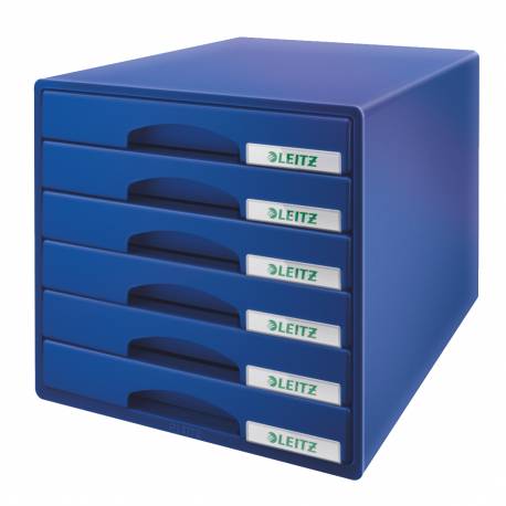 Pojemnik z szufladami, organizer na dokumenty na biurko z 6 szufladami Leitz PLUS, niebieski