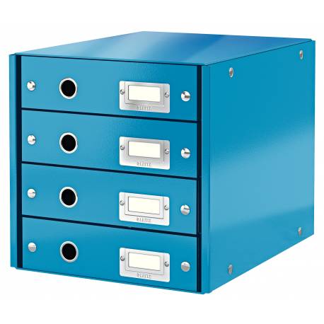 Pojemnik z szufladami, organizer na dokumenty na biurko z 4 szufladami Leitz C&S WOW, niebieski