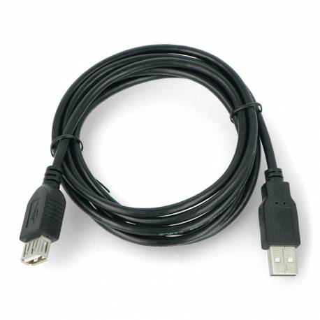 Kabel - przedłużacz USB 2.0 A-A, 1.8m, black
