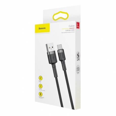 Kabel USB do USB-C Cafule 3A 0,5m, szaro-czarny, Baseus
