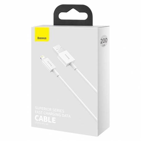 Kabel USB do Lightning Superior Series 2.4A, 2m, biały, Baseus