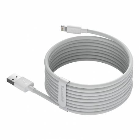 Kabel USB do Lightning Simple Wisdom, 2.4A, 1.5m, biały, 2szt, Baseus