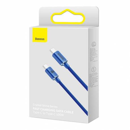 Kabel USB-C do USB-C Crystal Shine 100W, 2m, niebieski, Baseus