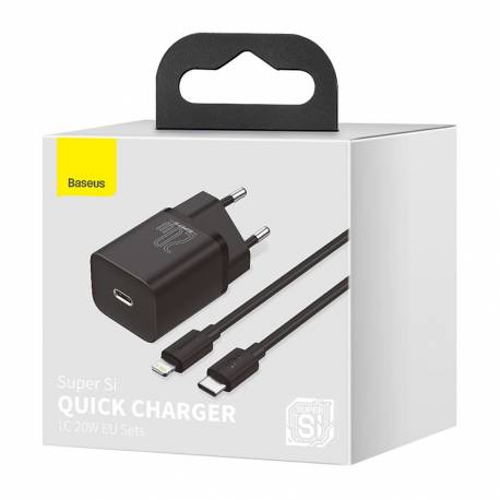 Ładowarka sieciowa Super Si Quick Charger 1C 20W +USB-C do Lightning 1m, Baseus