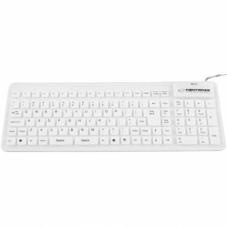Esperanza klawiatura przewodowa silikonowa USB/OTG, biała